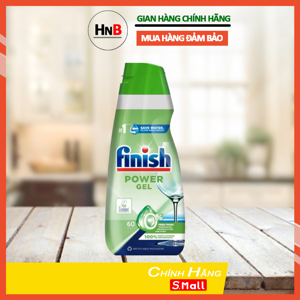 Gel rửa bát Finish Power Eco 0% 900ml - Gel hữu cơ sinh học cho máy rửa chén bát