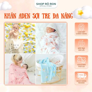 Khăn Quấn Bé Sơ Sinh ADEN MANNY Sợi Tre Đa Năng 2 Lớp Khăn Tắm Cho Bé 1m2 x 1m2 Shop Rô Ron
