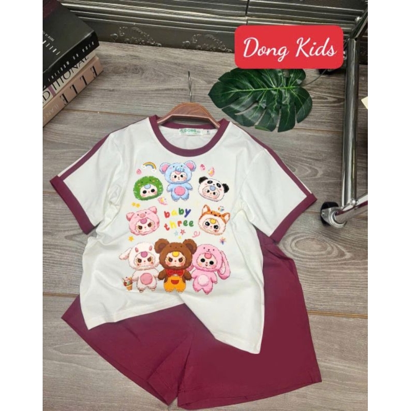 DXD- bộ bé gái in Baby three xinh xắn, chất cotton mềm mại, từ 10-60kg