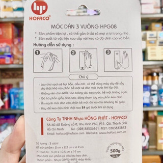Móc Dán Tường - Móc Dán 3 Vuông HPG08 - HOFACO [CHÍNH HÃNG]