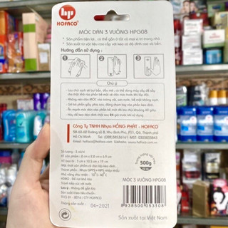 Móc Dán Tường - Móc Dán 3 Vuông HPG08 - HOFACO [CHÍNH HÃNG]