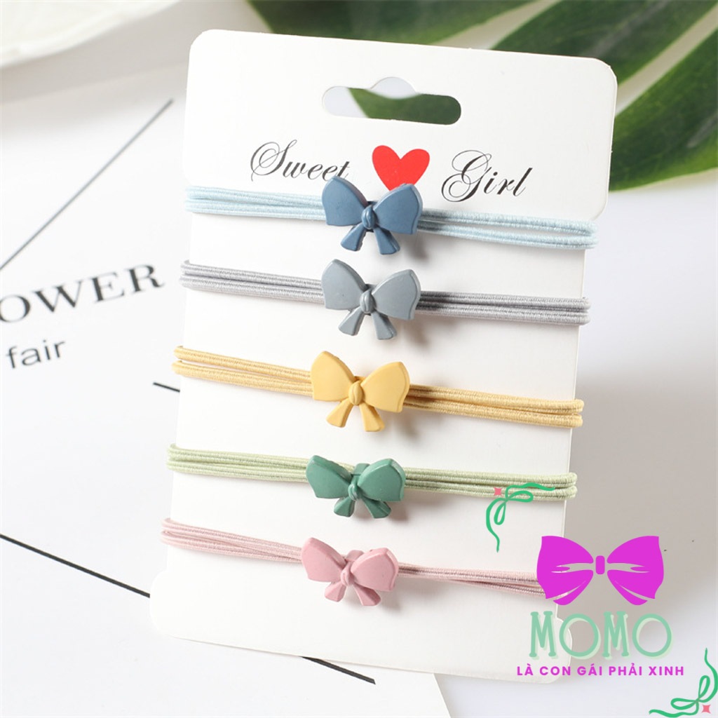 Set 100 Dây Cột Tóc 1K Hàn Quốc Dây Nơ Xinh Xắn Momo CT1