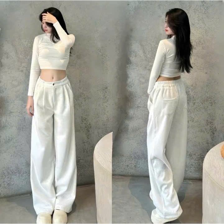 Quần Nỉ Nữ Ống Rộng Vải Nỉ Ép Mịn Loại 1, Quần Nỉ Dáng Suông Form Rộng Dài Thể Thao Cá Tính MA99 | BigBuy360 - bigbuy360.vn