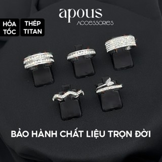 [R3] Nhẫn nam nữ Trendy Đính Đá Bling Ring - Thép Titan - Phụ kiện trang sức Unisex Apous