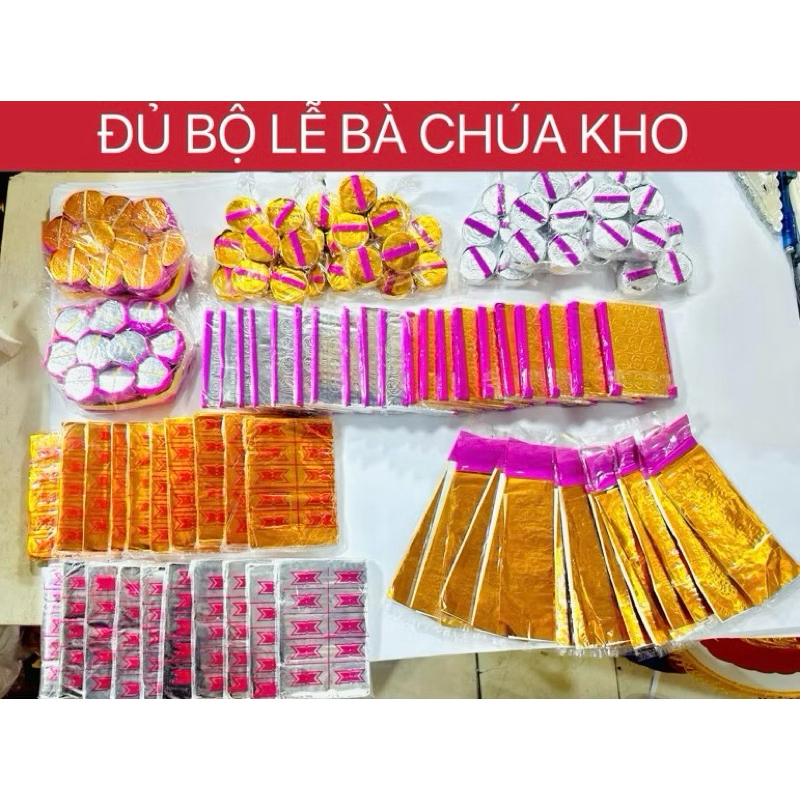 LỄ BÀ CHÚA KHO (vàng mã Bạch Tuyết) phên vàng , phên bạc , hoa xoè, vàng xoè
