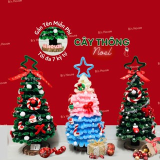 Cây Thông Noel Mini Để Bàn Chất Liệu Kẽm Nhung Có Đèn Led Và Gắn Tên Theo Yêu Cầu