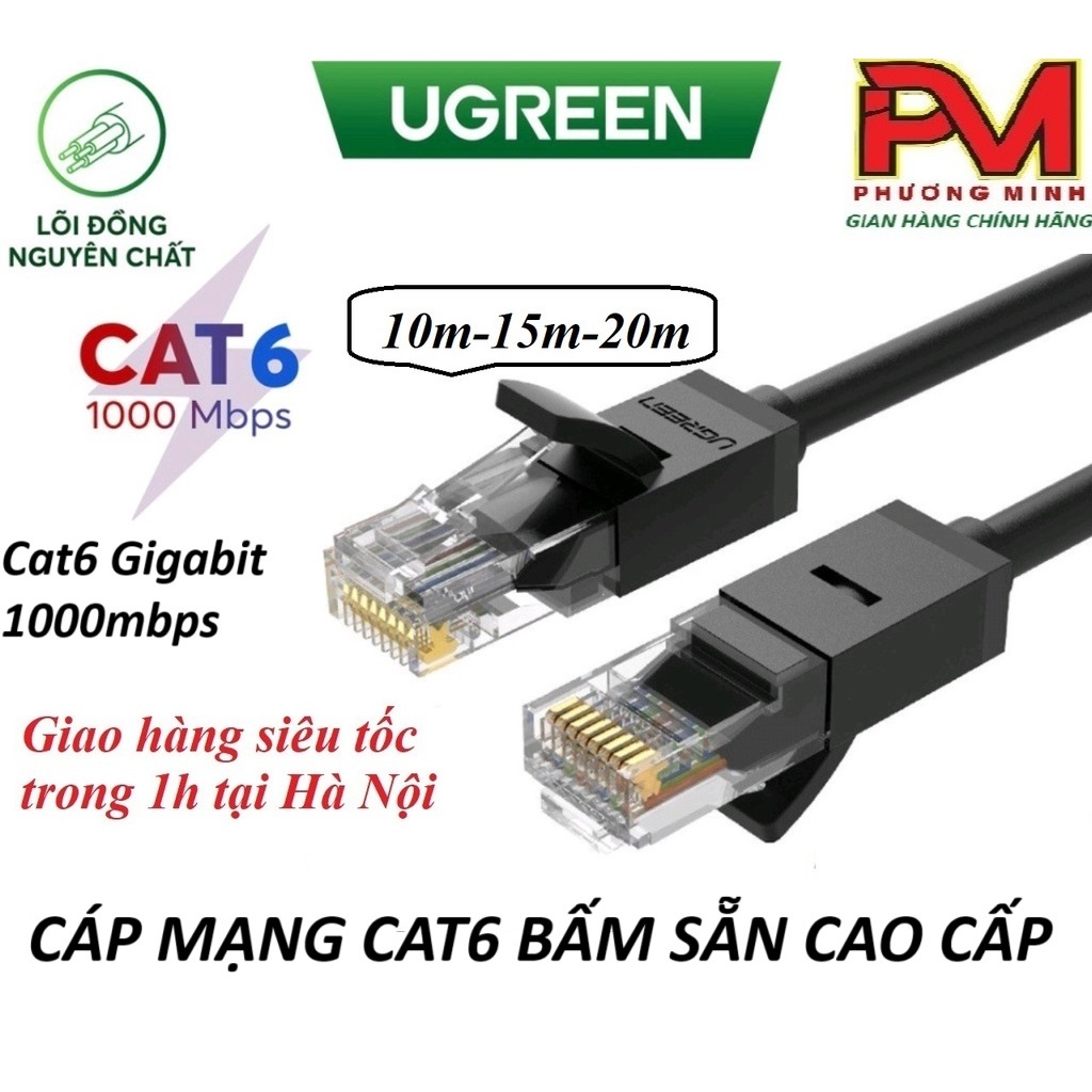 Cáp mạng đúc sẵn Cat6 tròn dài 10m.15m.20m chính hãng Ugreen 20164.20165.20166 cao cấp_ Hàng chính h