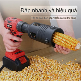 Máy tuốt ngô siêu tốc. Đầu máy tách hạt ngô sử dụng cho máy khoan