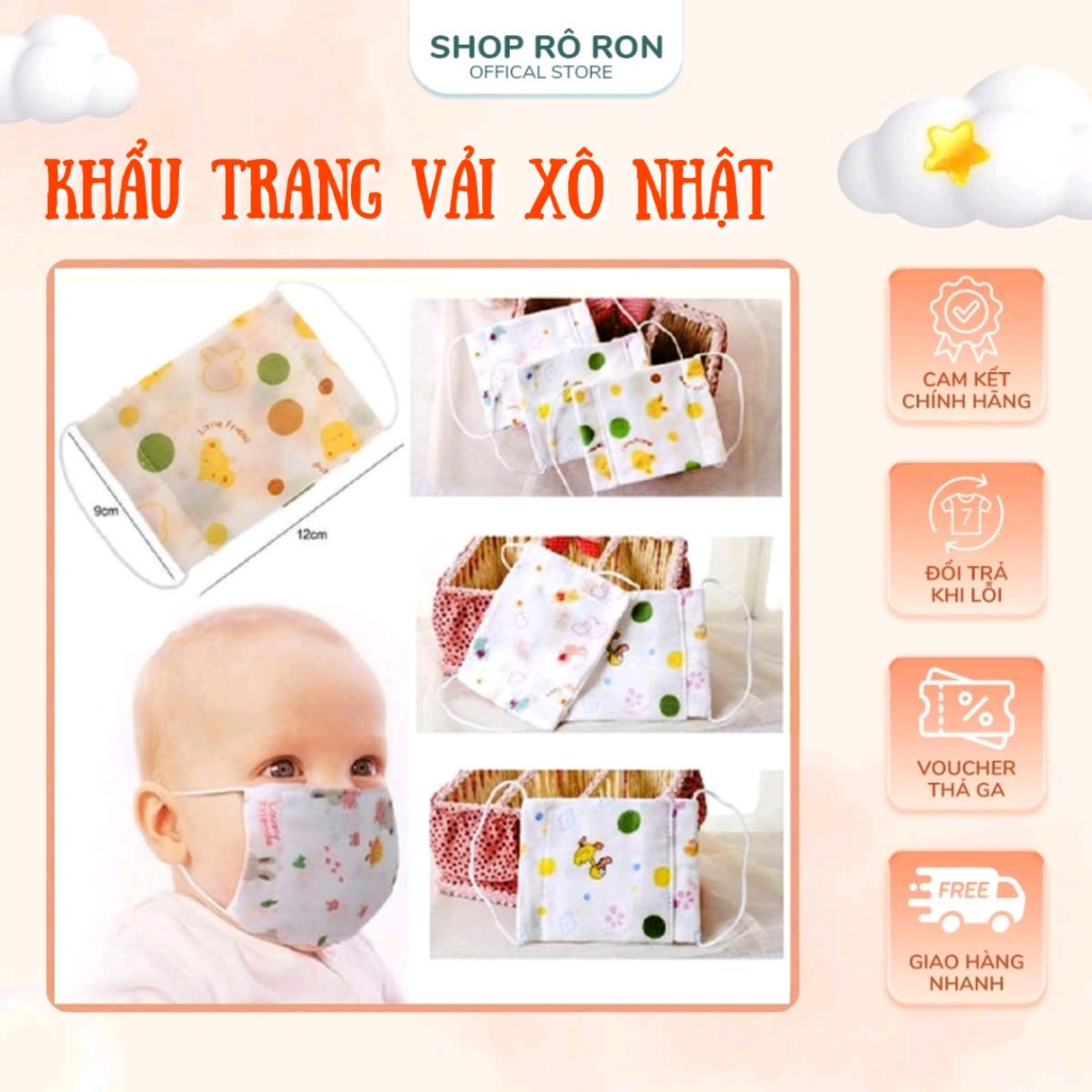 Khẩu Trang Cho Bé Sơ Sinh Đến 6 Tuổi Vải Xô Nhật Mềm Mại Thoáng Khí An Toàn Cho Da Bé Shop Rô Ron