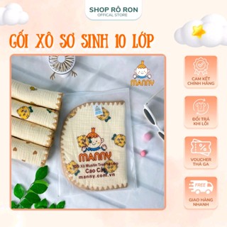 Gối Xô Cho Bé Sơ Sinh Gối Xô 10 Lớp MANNY, MOLLI Cao Cấp Siêu Mềm Thấm Hút Mồ Hôi Đầu Shop Rô Ron