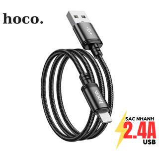 Dây sạc nhanh Hoco 2.4A dùng cho 7 8P xs max 11 12 13 pro max .. Cáp bọc dù dài 1m 2m truyền dữ liệu