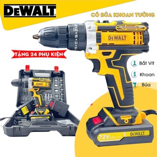  Máy Khoan Pin Cầm Tay Dewalt 72V Đầu 10Ly - Tiện Lợi Với 3 Chức Năng - Lõi Đồng  - Tặng 24 Phụ Kiện 