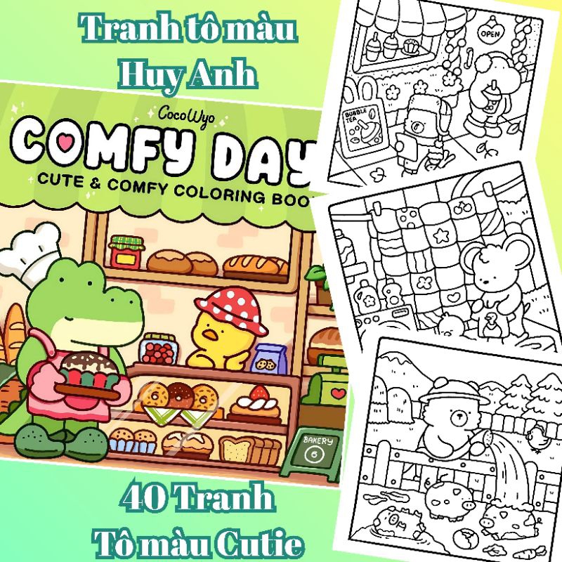 C0mfy Days: Bộ Tranh tô màu cho người lớn và thanh thiếu niên có các nhân vật động vật siêu dễ thương- A5/ Vuông 160GSM