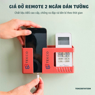 Giá Đỡ Dán Tường Để Sạc Điện Thoại, Remote, Ổ Cắm 2 Ngăn