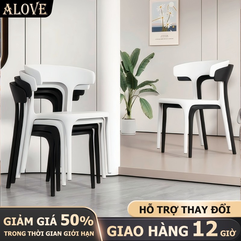 ALOVE Ghế Nhựa Cafe, Văn Phòng, Bàn ăn, Dúc Nguyên Khối Ghế Nhà Chất liệu nhựa cường độ cao có thể chịu được 800 pound