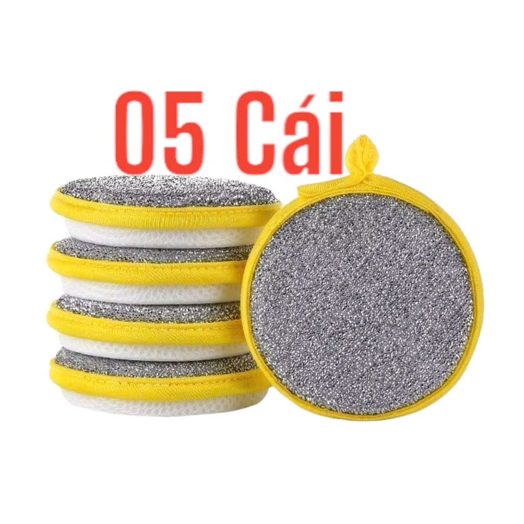 Combo 5 Miếng chà rửa bát 2 mặt, vệ sinh nhà bếp