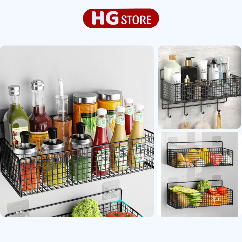 Kệ Đựng Đồ Nhà Tắm Dán Tường Hình Chữ Nhật, Chất Liệu Thép Sơn Tĩnh Điện Siêu Chắc Chắn (TVQ store)