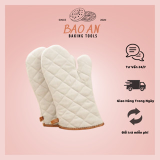 Găng tay vải bông trắng (đôi) dày dùng bắc bếp, nướng bánh