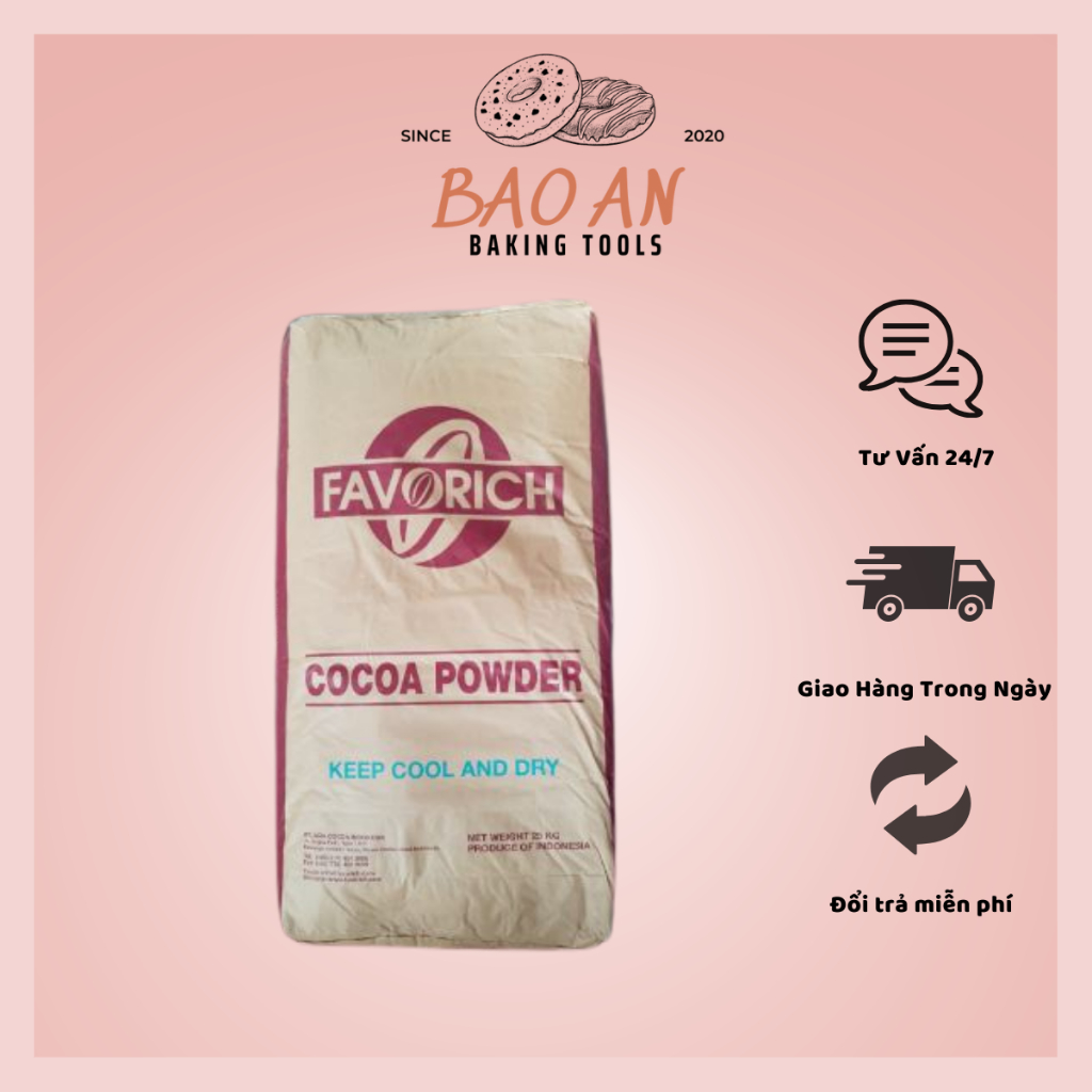 Bột Ca cao Favorich nhập khẩu Maylaysia gói nhỏ 50gram 100gram