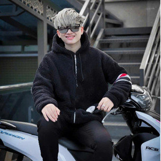 Áo Khoác Lông 3 Sọc Mũ 2 Lớp Lông Dày Dặn Lông Mượt Phong Cách Boy Phố - Áo Khoác Lông Cừu 2 Lớp Nam Nữ Phong Cách Trẻ