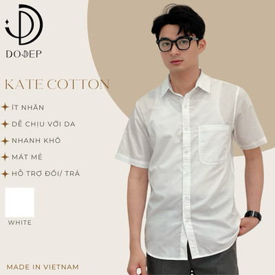 DODEP Áo sơ mi nam công sở tay ngắn Trắng
