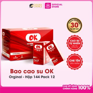 Bao Cao Su Không Mùi OK Pack 12 - OK Original Hộp 144 Cái - Cao Su Tự Nhiên, Mỏng Nhẹ