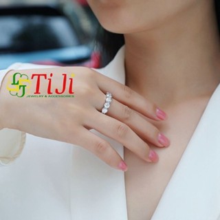 Nhẫn nữ inox cao cấp 5 viên đá sáng, đẹp, không đen