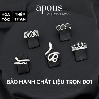 [R10] Nhẫn nam nữ Hình Rắn Sấm Sét Mũi Tên Thánh Giá Freesize - Thép Titan - Phụ kiện trang sức Unisex Apous