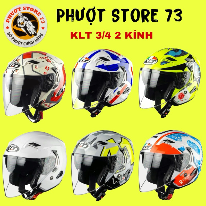 Mũ Bão Hiểm KLT 3/4 2 Kính Chính Hãng.