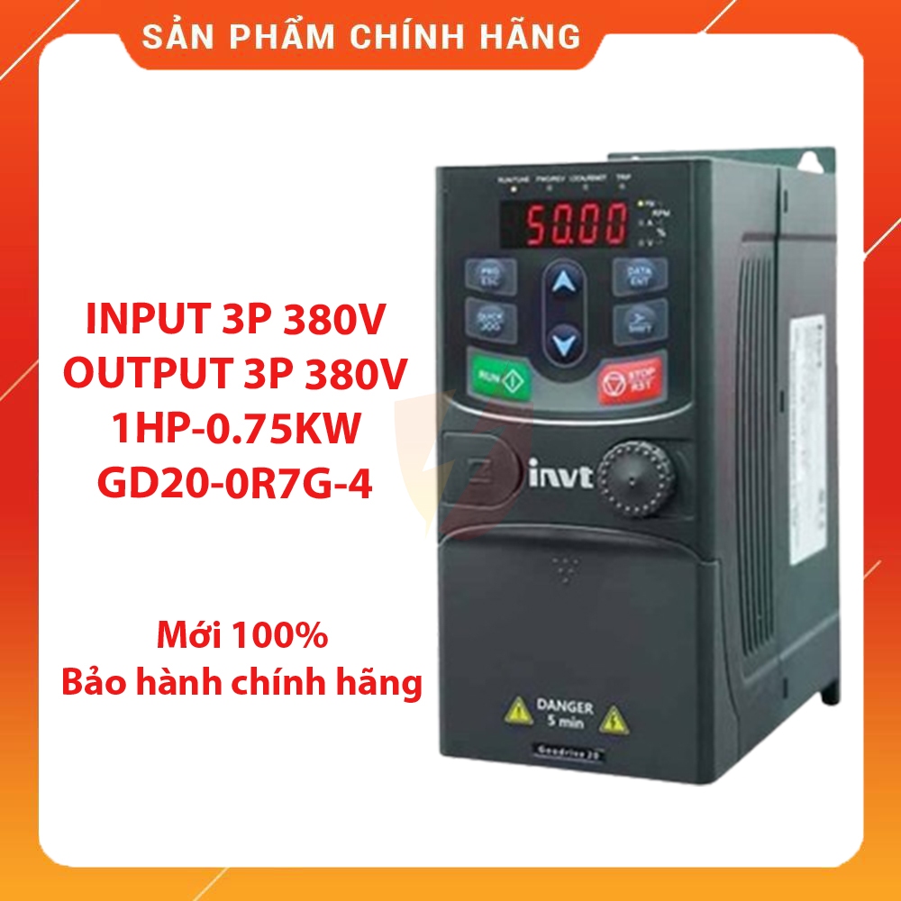 Biến tần vào 3 Pha 380VAC ra 3 Pha 380V, công suất 0.75kw - 1HP, GD20-0R7G-4