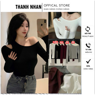 Áo thun nữ lệch vai 4 màu, chất cotton co dãn - Women