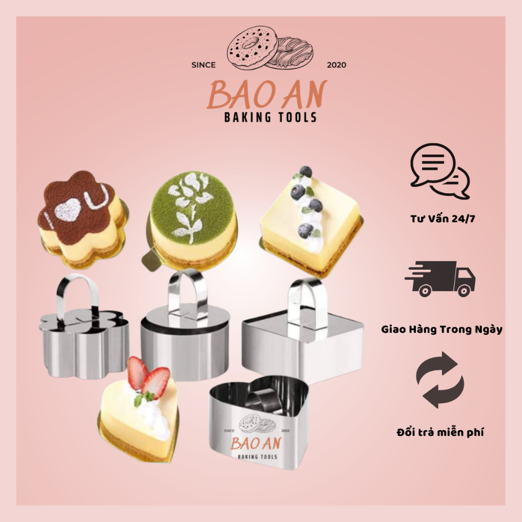 Khuôn ring mousse mini kèm nắp nhấn