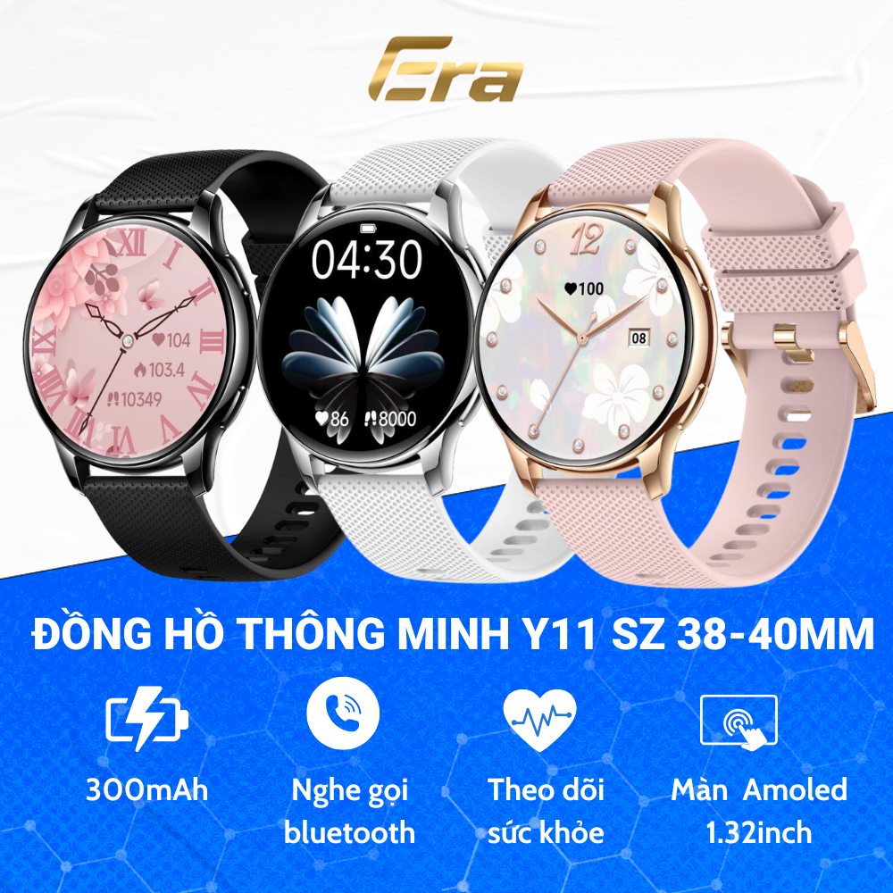Đồng hồ thông minh nữ Y11 size 38/41mm màn Amoled 1.32inch, Smartwatch nghe gọi bluetooth 2 chiều