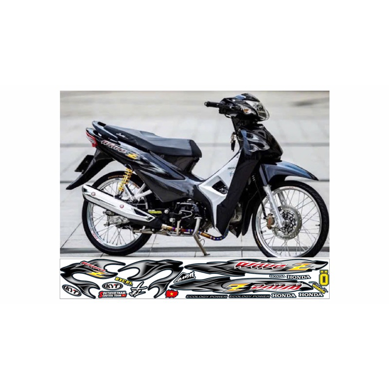 tem lửa chế Wave 110 2024 mẫu Wave Z màu đen- Tem in vi tính cao cấp