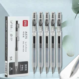  1 HỘP 5 CÂY Bút gel Deli A575 ngòi 0.5mm - VIẾT SIÊU ÊM 