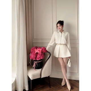 SET SƠ MI VOAN ĐỎ + CV XẾP LY EO BÈO TẦNG ❄️