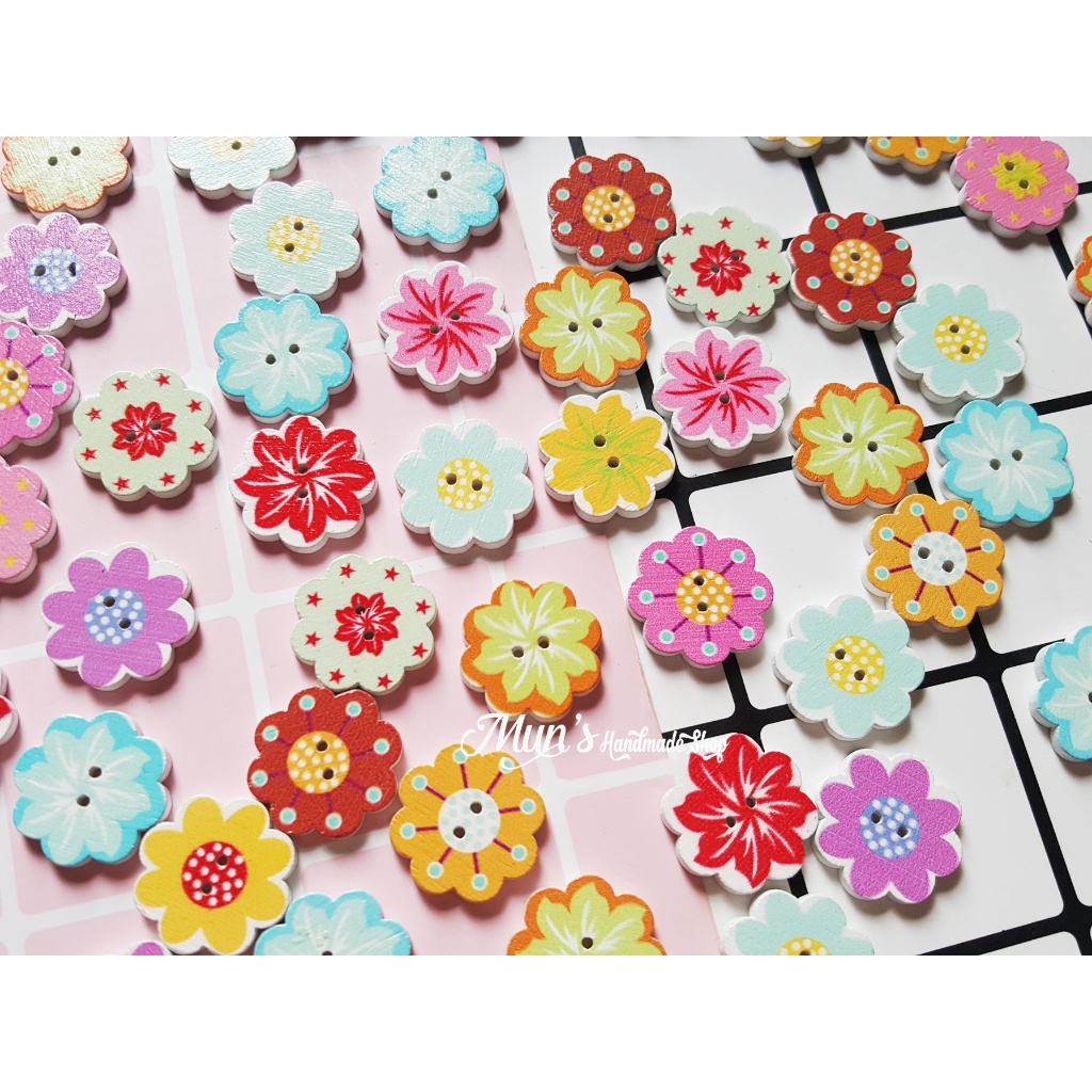 Túi 5 nút gỗ hoa xinh xắn 🌸🌻🌼
