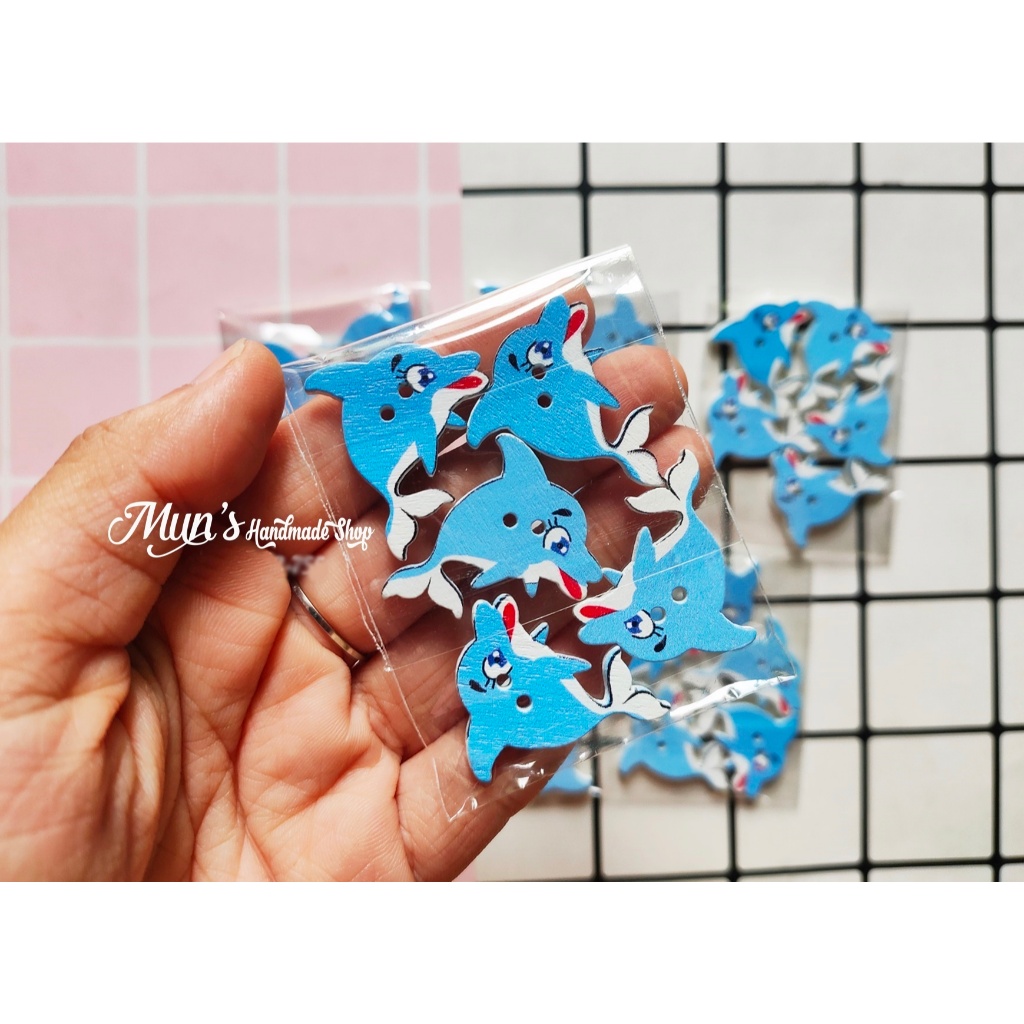 Túi 5 nút gỗ hình cá heo 🐬🐬