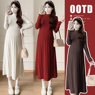 Váy len bầu Meybe cổ cao dáng suông thu đông cho mẹ bầu - L2216