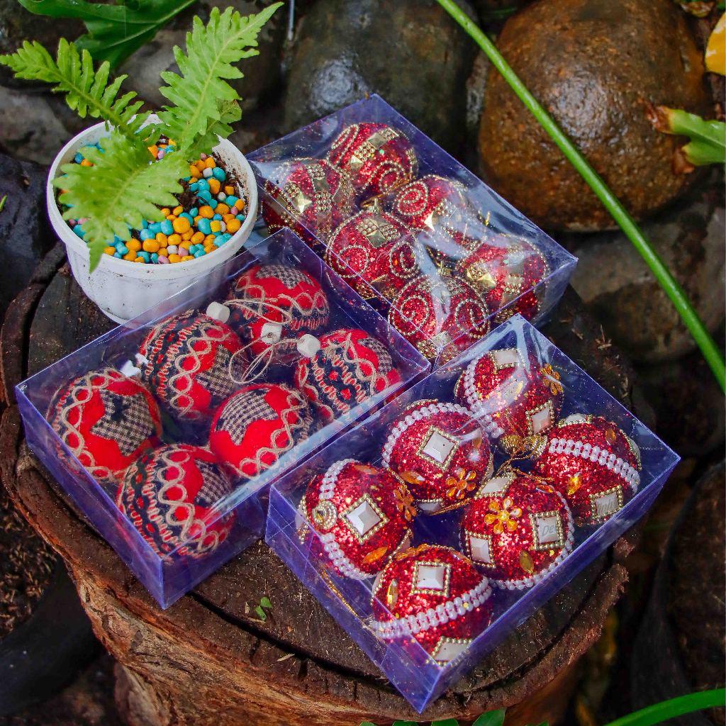 Set 6 Quả Châu Đính Hạt E66 Trang Trí Giáng Sinh Noel