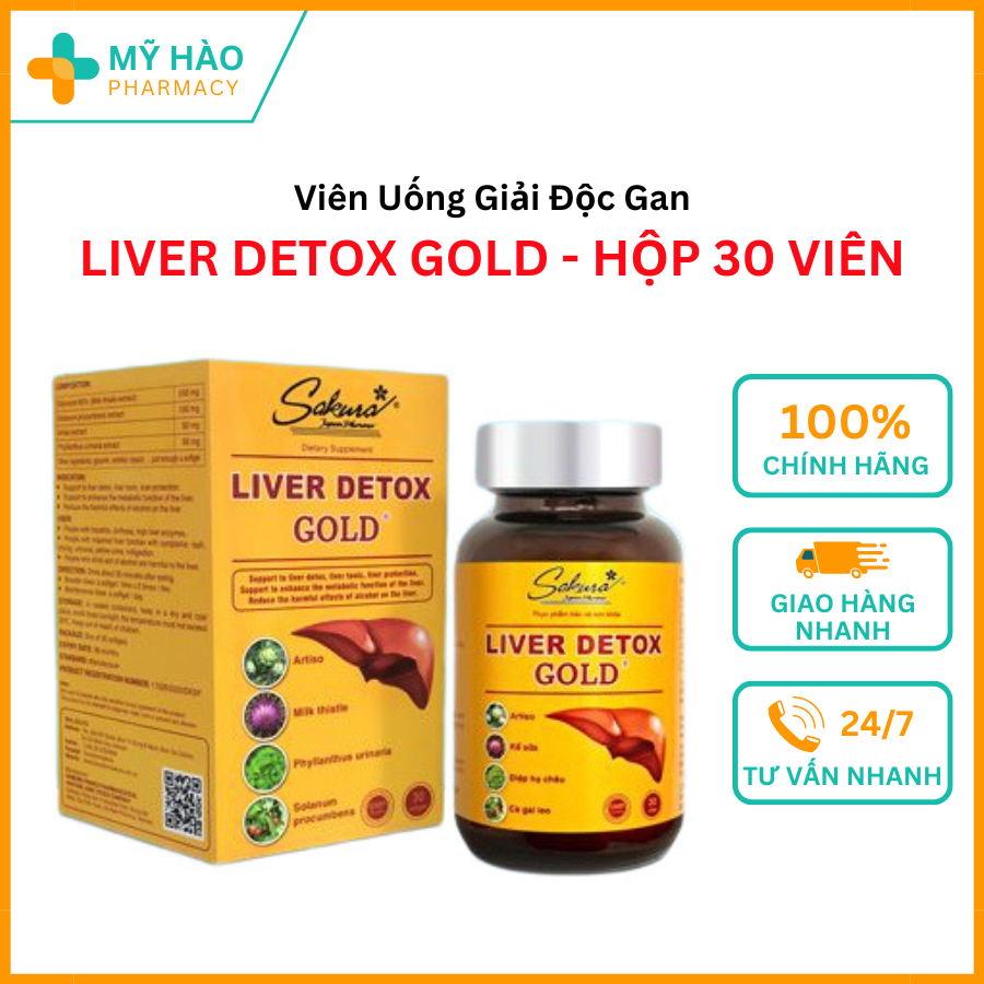 Viên Bổ Gan Liver Detox Gold Sakura – Thanh Nhiệt, Giải Độc Mát Gan Giảm Nóng Trong Người Lọ 30 Viên
