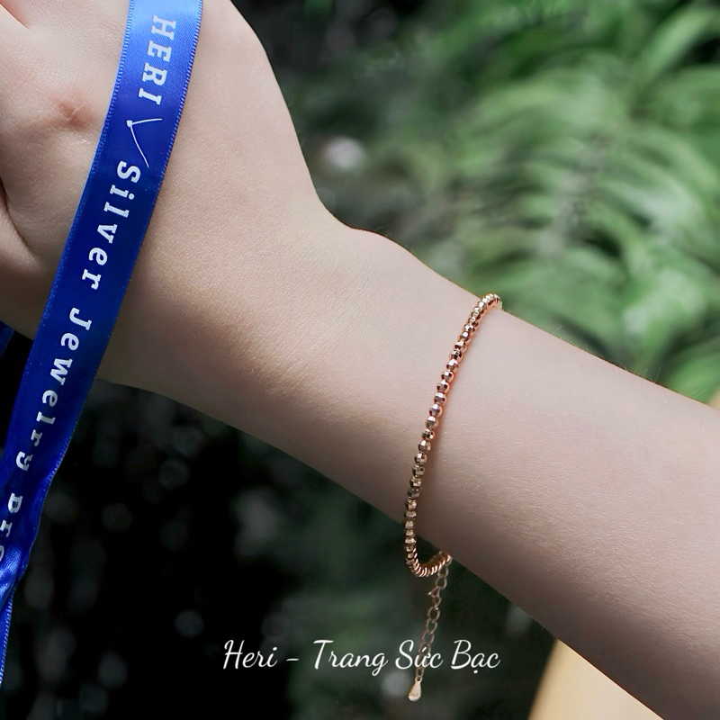 Vòng Tay Bi Bạc S925 HERI Classic-Mạ Vàng Hồng Tinh Tế Từng Viên Bi Bạc + Tặng Kèm Nước Rửa Bạc