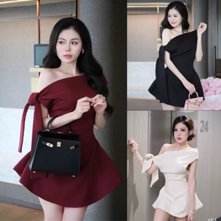 Bigsize Váy lệch vai cột nơ dáng ngắn siêu hot 55-95kg