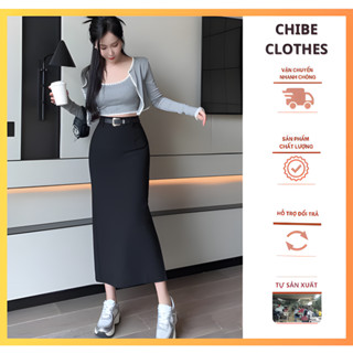  Chân váy chữ A suông dài 80cm phối đai da  tặng kèm _chất liệu vitex_chân váy công sở_CV91 