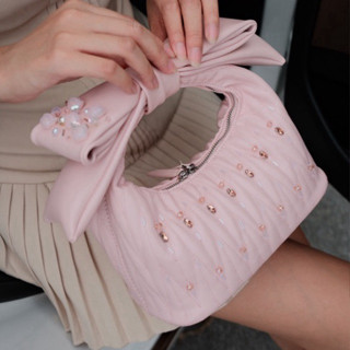 Túi xách nữ Chloe bag Hérisson màu hồng chần bông KÈM NƠ THÁO RỜI