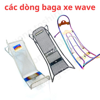 Baga xe Wave inox 7 màu, baga chuối lưới đen cho Wave A 2007-2025 và Wave 50cc, chất lượng bền bỉ