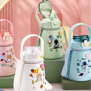  Bình giữ nhiệt Ulike 1000ml Fan House bình nước  có ống hút inox 304 giữ nhiệt 12h tặng Sticker trang trí 
