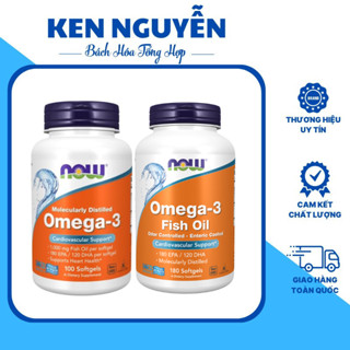 Viên uống dầu cá NOW Omega 3 nhập khẩu Mỹ hỗ trợ thị lực, trí não, hệ thần kinh và làm đẹp da