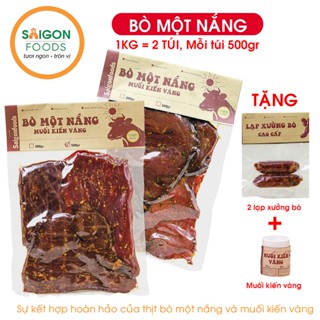 1kg Thịt khô Bò một nắng + Tặng 2 cây lạp xưởng bò + Muối kiến vàng - [Giao hàng toàn quốc]