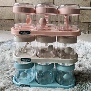 Set 3 Hộp Đựng Gia Vị Trong Suốt Có Thìa Hokori Cao Cấp, Hũ Đựng Gia Vị Hokori Nhựa Việt Nhật